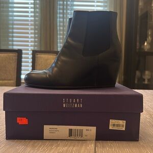 Stuart Weitzman Leather Wedge Booties - Size 9.5